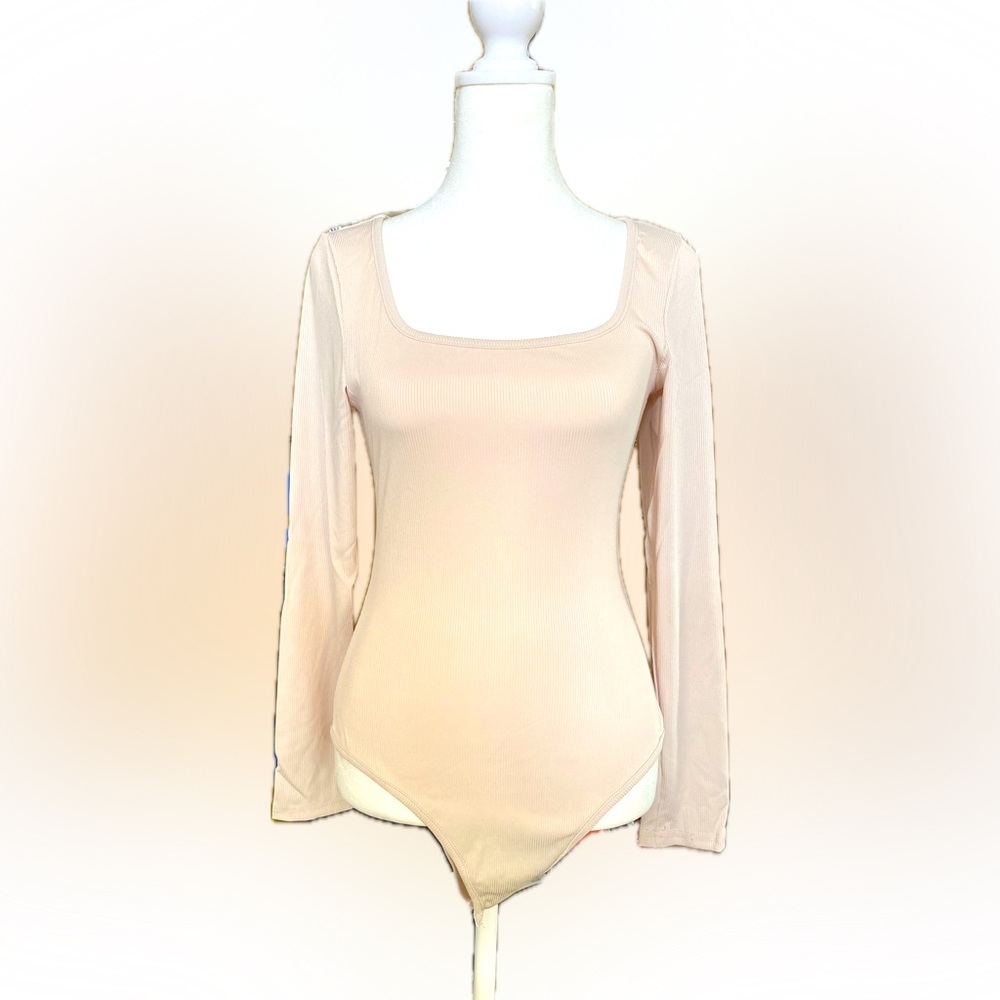 Beige+Black Long Sleeve Bodysuit 2 set Size S